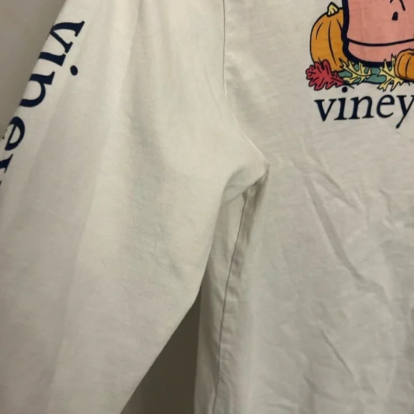 Vineyard Vines White holiday fall Graphic long sleeve Tee boys medium 12/14 - Picture 8 of 9